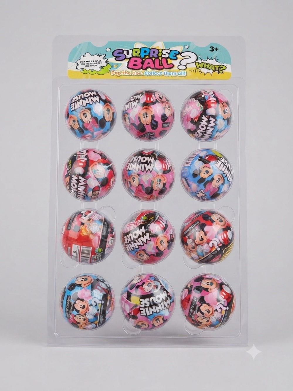 12-Pack Minnie & Mickey Mouse Mystery Balls – Mini Figure, Keychain & Stickers